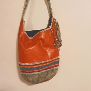 Orange 100% leather and crochet purse crossbody shoulder bag from The Sak